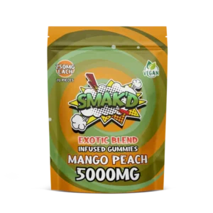 THC Gummies - Smak’D 5000mg THC Gummies - Mango Peach